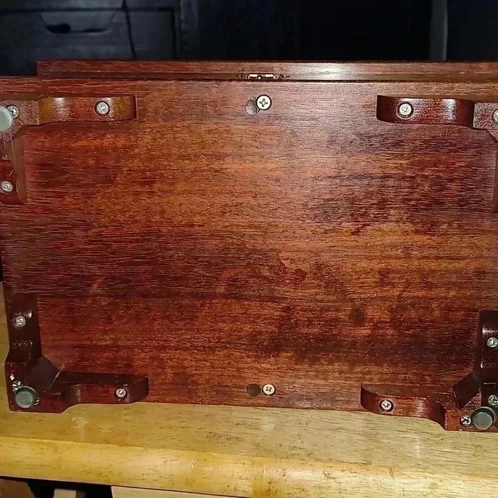 Beautiful handmade felt lined section wood box.